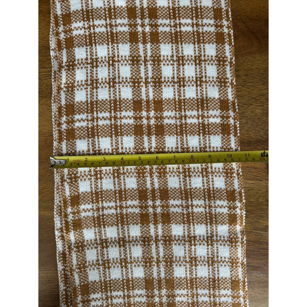 Timberland Brown & White Plaid Knit Scarf One Size Winter Accessory - Picture 7 of 13